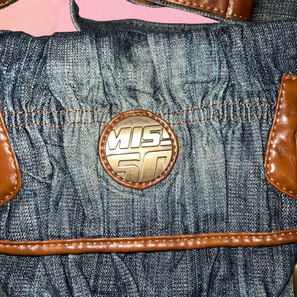 Rare miss sixty ruched denim cross body bag